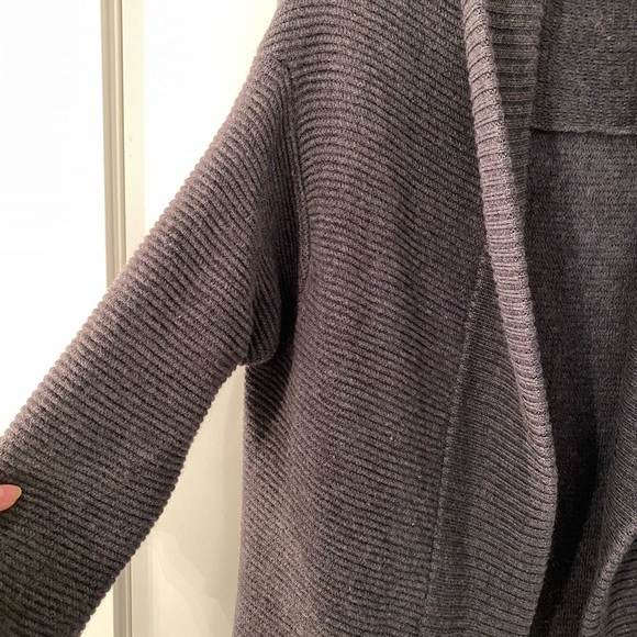Grey Ribbed Babaton Merino Wool Cardigan - Picture 8 of 12